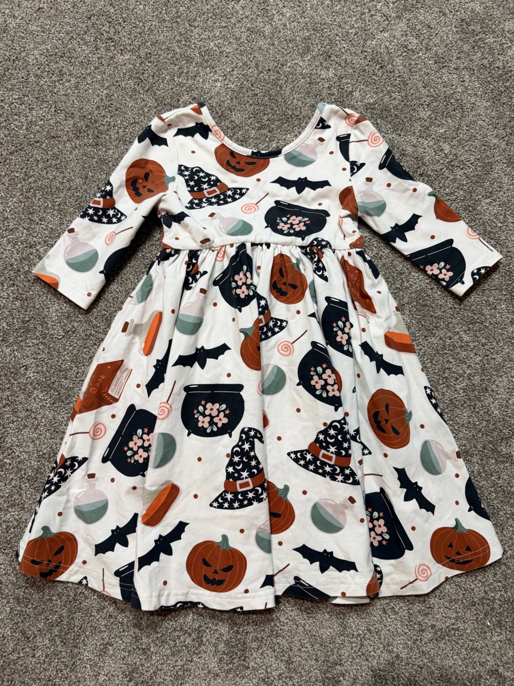 Girls Halloween Witch Pumpkin Long Sleeve Dress Size 5
